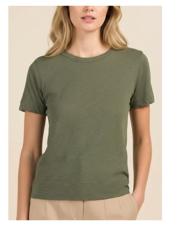 Theory Tops - THEORY Cotton Tilma Sea Slub Tee Size Small Olive Green